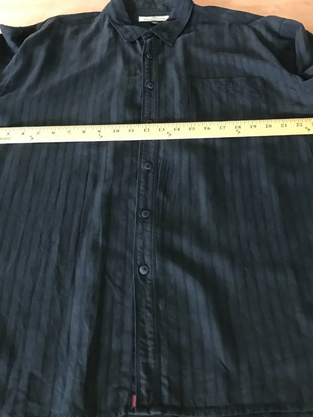 Tommy Bahama 100% Silk Shirt Men XL Black Striped Button Down Long Sleeve 19935